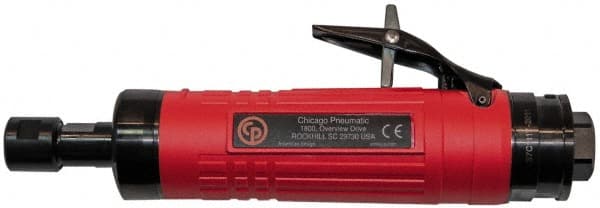 Chicago Pneumatic - 1/4" Collet, Straight Handle, Straight Air Die Grinder - 24,000 RPM, Rear Exhaust, 31.79 CFM, 0.8 hp, 6.21 bar, 3/8 BSP - Exact Tooling