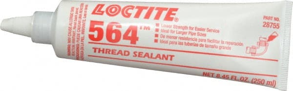 Loctite - 250 mL Tube, Off-White, Low Strength Paste Threadlocker - Series 564, 72 Hour Full Cure Time, Hand Tool, Heat Removal - Exact Tooling