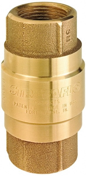 Strataflo - 1-1/4" Brass Check Valve - Inline, FNPT x FNPT, 200 WOG - Exact Tooling