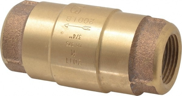 Strataflo - 3/4" Brass Check Valve - Inline, FNPT x FNPT, 200 WOG - Exact Tooling