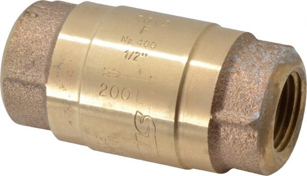 Strataflo - 1/2" Brass Check Valve - Inline, FNPT x FNPT, 400 WOG - Exact Tooling