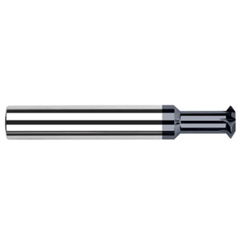 Double Angle Shank Cutters - 0.2500″ (1/4″) Cutter Diameter × 0.0100″ Radius × 0.1330″ Width × 0.3120″ (5/16″) Neck Length Carbide Double Angle Shank Cutter, 4 Flutes, AlTiN Coated