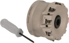 Iscar - 9 Inserts, 2-1/2" Cut Diam, 1" Arbor Diam, 0.315" Max Depth of Cut, Indexable Square-Shoulder Face Mill - 0/90° Lead Angle, 1-3/4" High, T490 LN.T 0804 Insert Compatibility, Through Coolant, Series Helitang - Exact Tooling