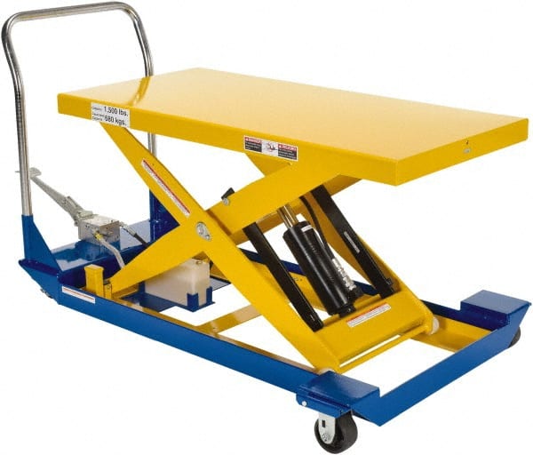 Vestil - 1,500 Lb Capacity Manual Scissor Lift - 9" to 42-1/2" Lift Height, 48" Platform Length x 24" Platform Width - Exact Tooling