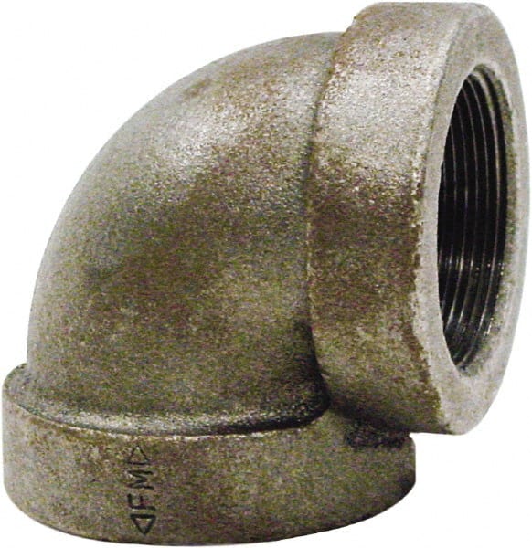 Made in USA - Size 1-1/2", Class 125, Cast Iron Black Pipe 90° Elbow - 175 psi, FPT End Connection - Exact Tooling