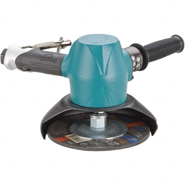 Dynabrade - 7" Wheel Diam, 6,000 RPM, Pneumatic Angle & Disc Grinder - 5/8-11 Spindle, 89 CFM, Rear Exhaust - Exact Tooling