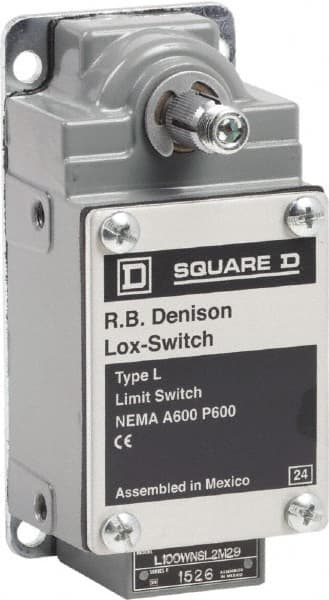 Square D - DPST, 2NO, 600 Volt Screw Terminal, Rotary Spring Return Actuator, General Purpose Limit Switch - 1, 2, 4, 12, 13 NEMA Rating, IP67 IPR Rating - Exact Tooling