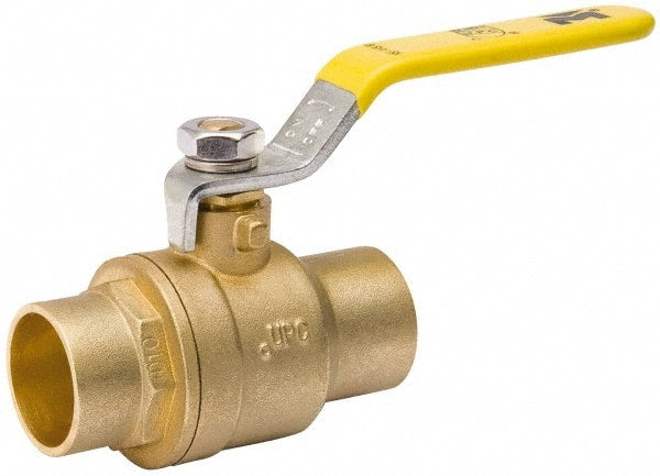 Value Collection - 3/4" Pipe, Full Port, Brass Packing Gland Ball Valve - Inline - Two Way Flow, C x C Ends, Lever Handle, 600 WOG, 150 WSP - Exact Tooling