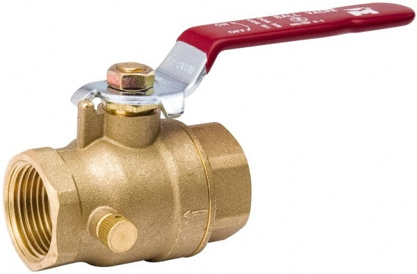 Value Collection - 3/4" Pipe, Full Port, Brass Side Drain Ball Valve - Inline - Two Way Flow, IPS Ends, Lever Handle, 500 WOG, 150 WSP - Exact Tooling
