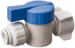 Value Collection - 1/4 x 1/2" Pipe, Full Port, Polysulfone Standard Ball Valve - Inline - Two Way Flow, Push Fit Ends, Lever Handle, 250 WOG, 200 WSP - Exact Tooling