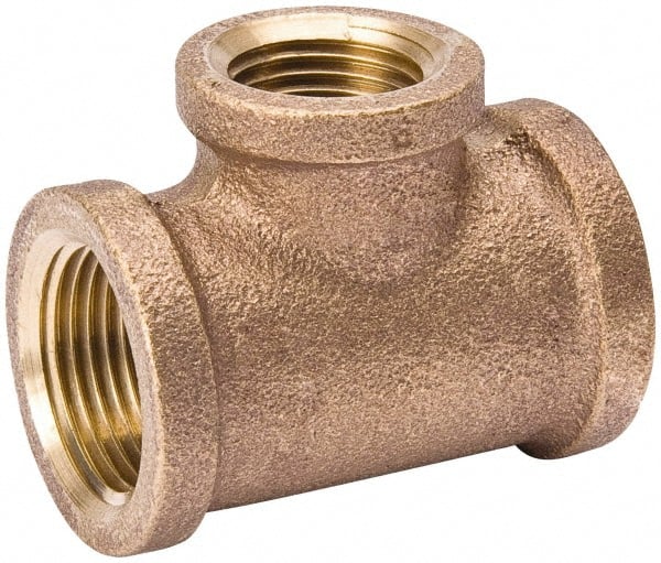 Value Collection - Class 125, 1 x 3/4" Internal Pipe, Red Brass Tee - MPT - Exact Tooling