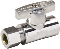 Value Collection - Sweat 1/2 Inlet, 125 Max psi, Chrome Finish, Brass Water Supply Stop Valve - 3/8 Compression Outlet, Straight, Chrome Handle, For Use with Any Water Supply Shut Off Application - Exact Tooling