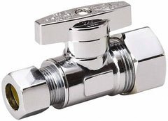 Value Collection - Compression 5/8 Inlet, 125 Max psi, Chrome Finish, Brass Water Supply Stop Valve - 3/8 Compression Outlet, Straight, Chrome Handle, For Use with Any Water Supply Shut Off Application - Exact Tooling