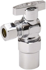 Value Collection - CPVC 1/2 Inlet, 125 Max psi, Chrome Finish, Brass Water Supply Stop Valve - 3/8 Compression Outlet, Angle, Chrome Handle, For Use with Any Water Supply Shut Off Application - Exact Tooling
