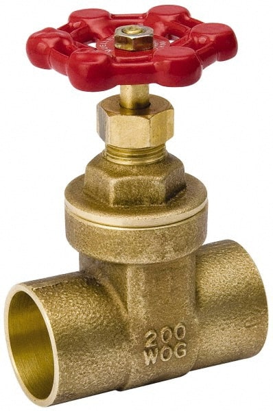 Value Collection - 3/4" Pipe, Class 150, C x C Brass Wedge Compact Gate Valve - 200 WOG, 200 WSP, Screw Over Bonnet, For Use with Water, Oil & Gas - Exact Tooling