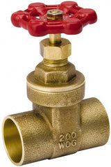 Value Collection - 1/2" Pipe, Class 150, C x C Brass Wedge Compact Gate Valve - 200 WOG, 200 WSP, Screw Over Bonnet, For Use with Water, Oil & Gas - Exact Tooling