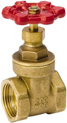 Value Collection - 1/2" Pipe, Class 150, IPS Brass Wedge Compact Gate Valve - 200 WOG, 200 WSP, Screw Over Bonnet, For Use with Water, Oil & Gas - Exact Tooling