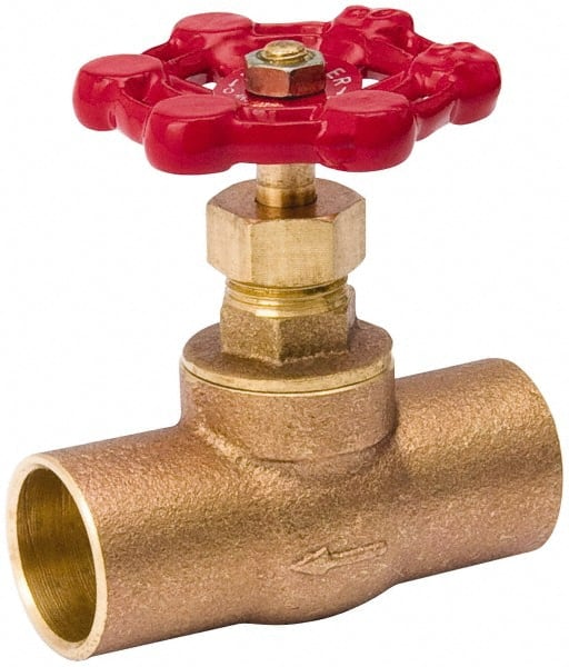 Value Collection - 3/4" Pipe, 125 psi WOG Rating, Brass, Stop Valve - Lobe Type Handle, C x C End Connections, Use with Water, Oil, Air - Exact Tooling
