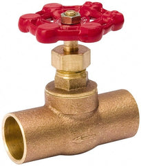 Value Collection - 1/2" Pipe, 125 psi WOG Rating, Brass, Stop Valve - Lobe Type Handle, C x C End Connections, Use with Water, Oil, Air - Exact Tooling