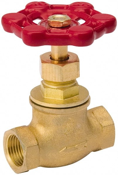 Value Collection - 3/4" Pipe, 125 psi WOG Rating, Brass, Stop Valve - Lobe Type Handle, IPS End Connections, Use with Water, Oil, Air - Exact Tooling