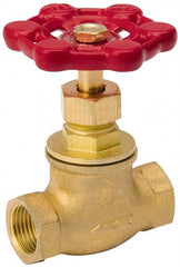Value Collection - 1/2" Pipe, 125 psi WOG Rating, Brass, Stop Valve - Lobe Type Handle, IPS End Connections, Use with Water, Oil, Air - Exact Tooling