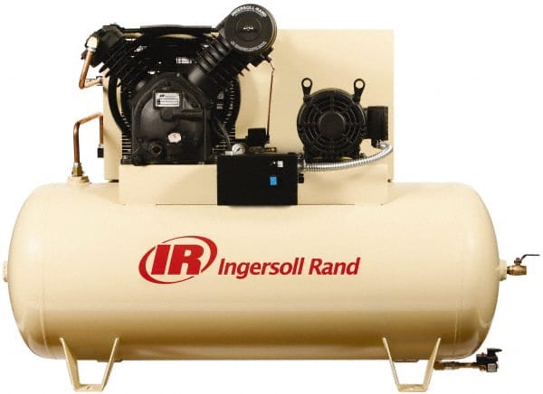 Ingersoll-Rand - 10 hp, 120 Gal Stationary Electric Vertical Air Compressor - Three Phase, 175 Max psi, 35 CFM, 230 Volt - Exact Tooling