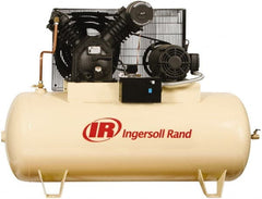 Ingersoll-Rand - 15 hp, 120 Gal Stationary Electric Horizontal Screw Air Compressor - Three Phase, 175 Max psi, 50 CFM, 460 Volt - Exact Tooling