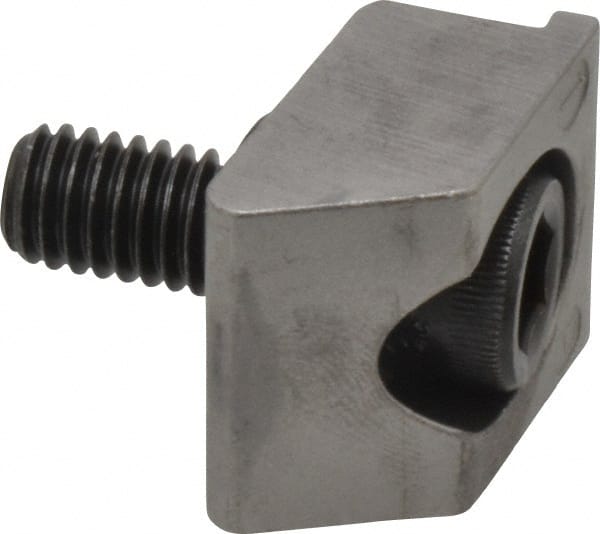 Mitee-Bite - 3/8-16 Screw Thread, 1" Wide x 1/4" High, Serrated Steel Machinable Style Screw Mount Toe Clamp - 6,000 Lb Holding Force, 30 Lb Ft Torque, 0.71" Long Extension, 0.05" Throw, 4 Clamps in Package - Exact Tooling