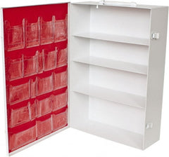 Medique - 15-1/8 Inch Wide x 5-1/8 Inch Deep x 21-1/8 Inch High, Fixed Industrial Empty First Aid Cabinet - Metal, Horizontal, 4 Shelves, White - Exact Tooling