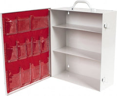 Medique - 15-3/4 Inch Wide x 5-3/8 Inch Deep x 16-3/4 Inch High, Fixed Industrial Empty First Aid Cabinet - Metal, Horizontal, 3 Shelves, White - Exact Tooling