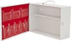 Medique - 15-1/4 Inch Wide x 4-3/4 Inch Deep x 10-1/4 Inch High, Fixed Industrial Empty First Aid Cabinet - Metal, Horizontal, 2 Shelves, White - Exact Tooling