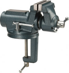 Wilton - 4" Jaw Width, 2-1/4" Opening Capacity, 2" Throat Depth, Steel Swivel Bench Vise - Clamp-On Base Attachment, 10" Long x 5.4" Wide x 10.1" High - Exact Tooling