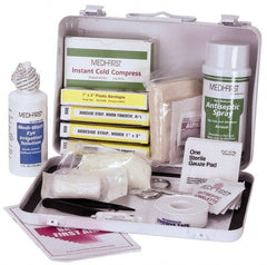 Medique - 24 Piece, 10 Person, Multipurpose/Auto/Travel First Aid Kit - 9-1/2" Wide x 2-3/4" Deep x 6-3/4" High, Metal Case - Exact Tooling