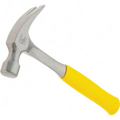 Stanley - 16 oz Head, Curved Claw Hammer - 12.8" OAL, Steel Head, 1.1" Face Diam, Smooth Face, Steel Handle with Grip - Exact Tooling