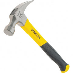 Stanley - 16 oz Head, Straight Rip Claw Hammer - 12.8" OAL, Steel Head, 1.1" Face Diam, Smooth Face, Fiberglass Handle with Grip - Exact Tooling