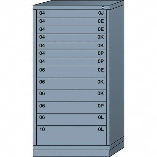 Lyon - 13 Drawer, Standard Eye-Level - Multiple Drawer Access Cabinet - Steel, 30" Wide x 28-1/4" Deep x 59-1/4" High, Dove Gray - Exact Tooling