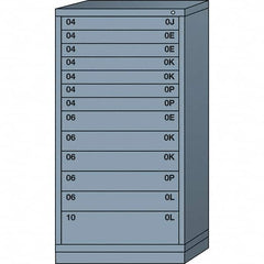 Lyon - 13 Drawer, Standard Eye-Level - Multiple Drawer Access Cabinet - Steel, 30" Wide x 28-1/4" Deep x 59-1/4" High, Dove Gray - Exact Tooling