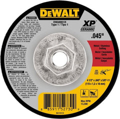 DeWALT - 4-1/2" Ceramic Cutoff Wheel - 0.045" Thick, 5/8-11 Arbor, 13,300 Max RPM, Use with Angle Grinders - Exact Tooling