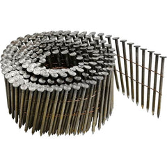 DeWALT - 11 Gauge 2.38" Long Roofing Nails for Power Nailers - Steel, Bright Finish, Smooth Shank, Coil Collation, Round Head, Blunt Diamond Point - Exact Tooling