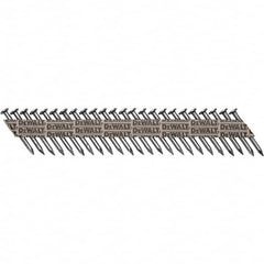 DeWALT - 9 Gauge 1-1/2" Long Metal Connecting Nails for Power Nailers - Steel, Bright Finish, Smooth Shank, Angled Stick Collation, Round Head - Exact Tooling