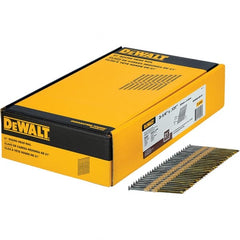 DeWALT - 9 Gauge 3-1/4" Long Framing Nails for Power Nailers - Steel, Bright Finish, Smooth Shank, Angled Stick Collation, Round Head - Exact Tooling