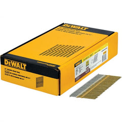 DeWALT - 9 Gauge 3-1/4" Long Framing Nails for Power Nailers - Steel, Galvanized Finish, Smooth Shank, Angled Stick Collation, Round Head - Exact Tooling