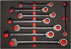 Proto - 20 Piece, 7/32" to 1-1/2", Spline Combination Wrench Set - Inch Measurement Standard, Black/Chrome Finish, Comes in Roll Pouch - Exact Tooling