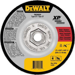 DeWALT - 24 Grit, 9" Wheel Diam, Type 27 Depressed Center Wheel - Coarse/Medium Grade, Ceramic, N Hardness, 6,600 Max RPM - Exact Tooling
