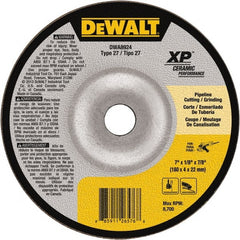 DeWALT - 24 Grit, 7" Wheel Diam, 7/8" Arbor Hole, Type 27 Depressed Center Wheel - Coarse/Medium Grade, Ceramic, N Hardness, 8,700 Max RPM - Exact Tooling