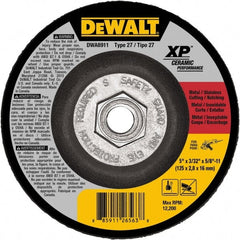 DeWALT - 24 Grit, 5" Wheel Diam, Type 27 Depressed Center Wheel - Coarse/Medium Grade, Ceramic, N Hardness, 12,200 Max RPM - Exact Tooling