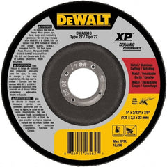 DeWALT - 24 Grit, 5" Wheel Diam, 7/8" Arbor Hole, Type 27 Depressed Center Wheel - Coarse/Medium Grade, Ceramic, N Hardness, 12,200 Max RPM - Exact Tooling