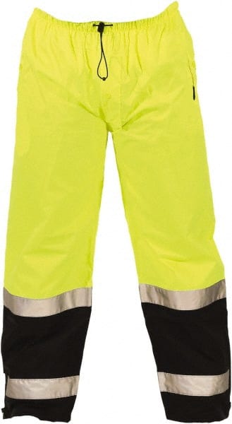 Tingley - Size S Polyurethane on 75 Denier Ripstop Polyester High-Visibility Pants - Snap Closure, No Pockets, 32" to 34" Waist, 28" Inseam, Yellow/Green, ANSI 107-2015 Class E - Exact Tooling
