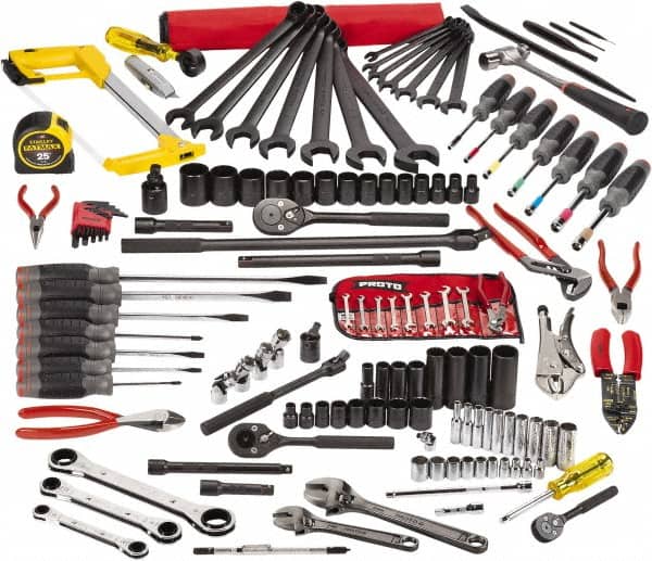 Proto - 141 Piece 1/4, 3/8 & 1/2" Drive Electrician's Tool Set - Comes in Top Chest - Exact Tooling