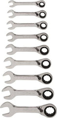 Blackhawk by Proto - 13 Piece, 6mm to 19mm, Stubby Ratcheting Combination Wrench Set - Metric Measurement Standard, Chrome Finish, Canvas Roll - Exact Tooling